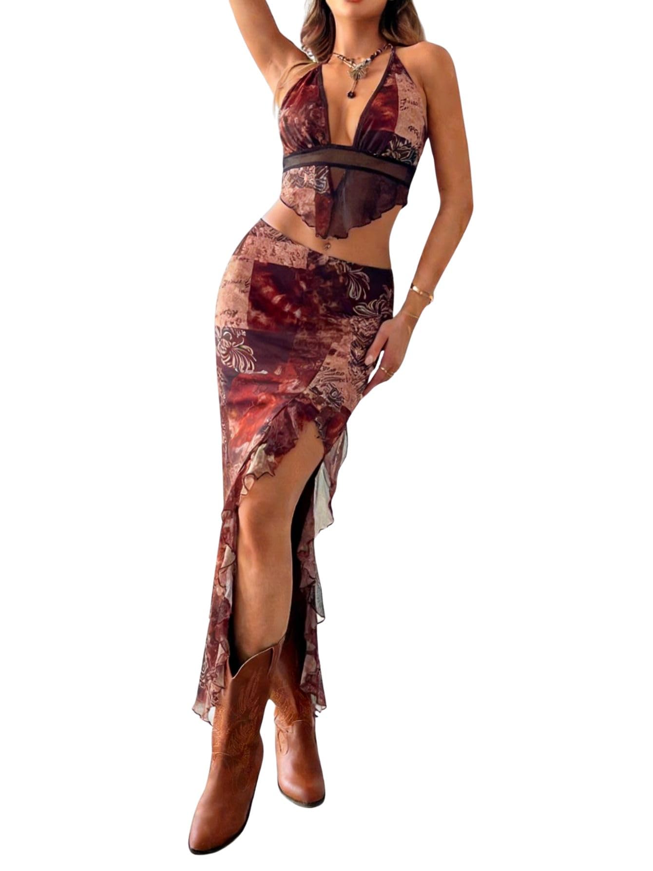5% Off Verdusa Women's 2-Piece Boho Skirt Set