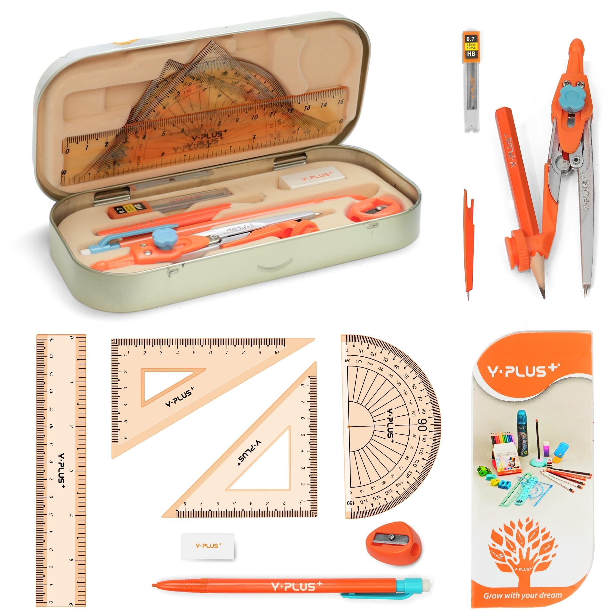 Save 15% on YPLUS Geometry Set for Students – 12 Pcs Kit