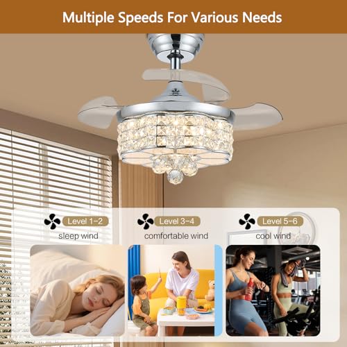 50% Off LumZeylith 30" Retractable Crystal Ceiling Fan with RGB Light - Image 7