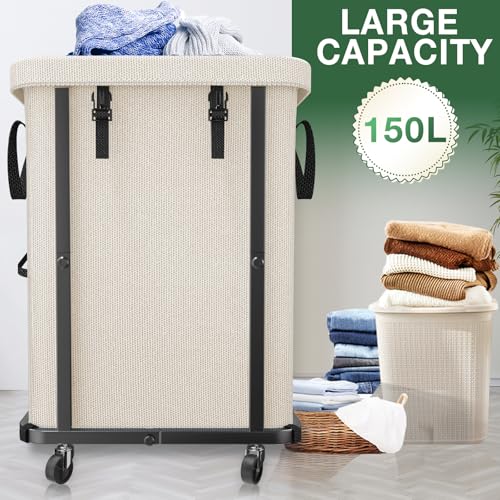 45% Off Large Rolling Laundry Basket with Wheels - Use Code RYWTW7SP - Image 3