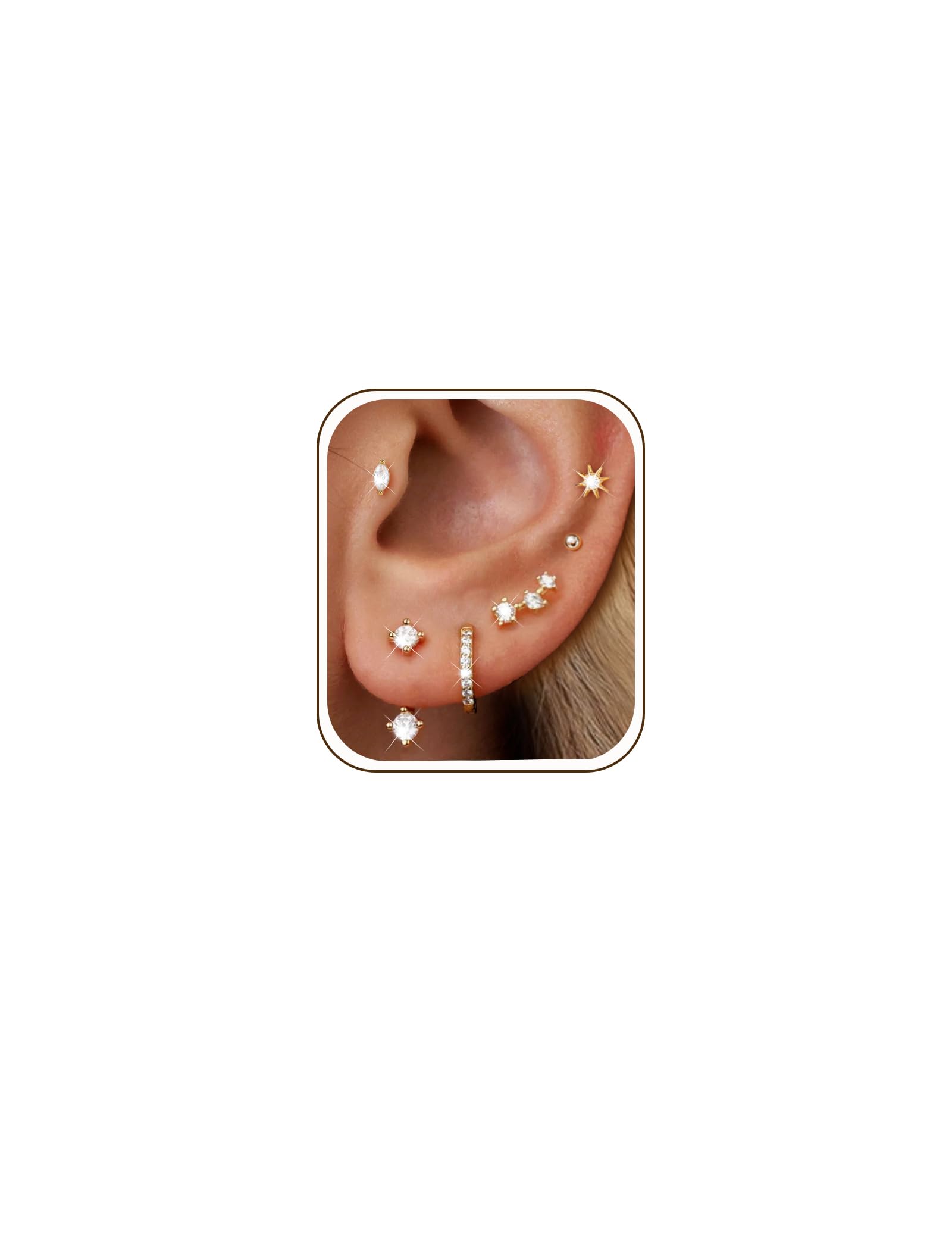20% Off 14K Gold Plated Stud Earrings Set for Women
