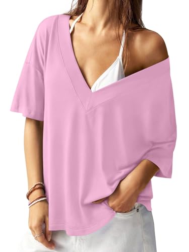 35% Off REORIA Women's Oversized V-Neck T Shirt - Image 2