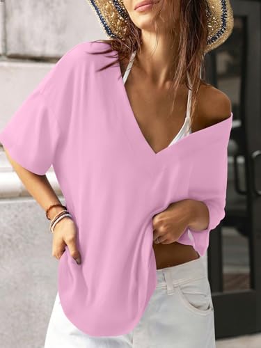 35% Off REORIA Women's Oversized V-Neck T Shirt - Image 3