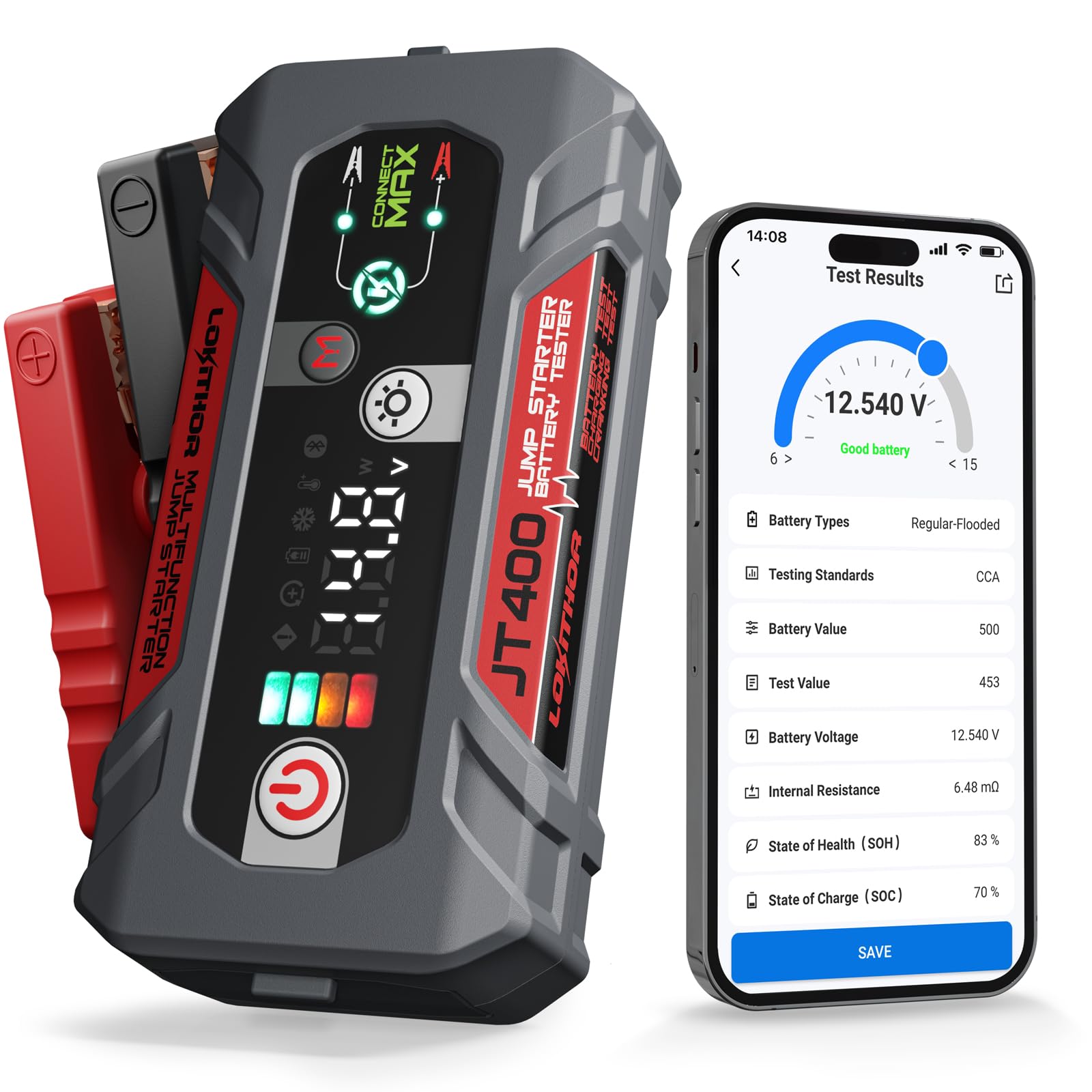 30% Off LOKITHOR 2500A Jump Starter with Bluetooth Tester - Image 1
