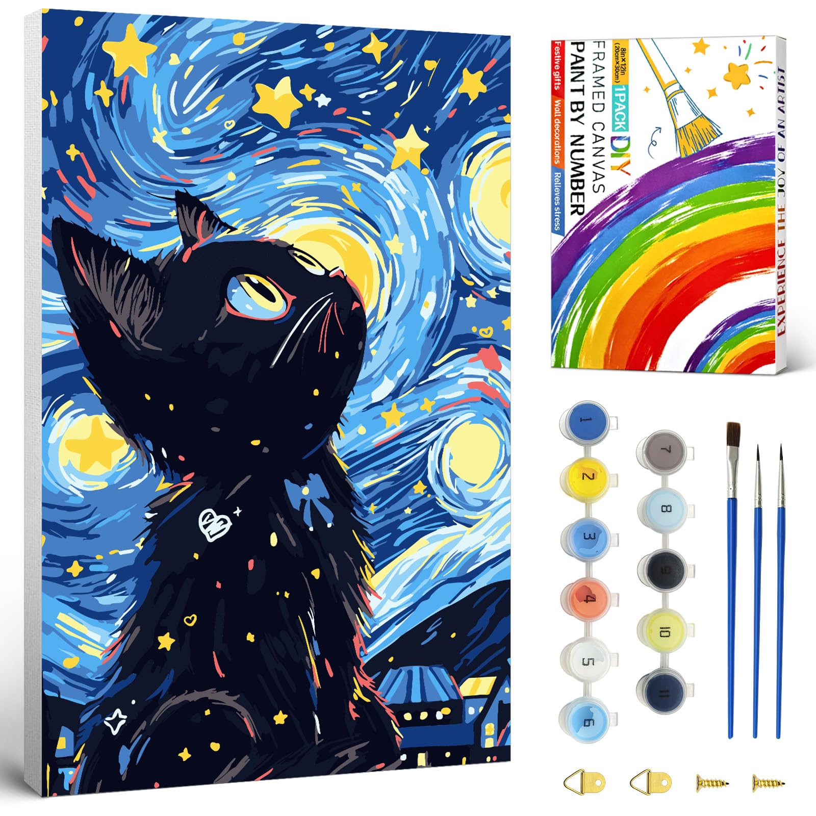Save 55% on Yunnuo Cat Paint by Numbers Kit with Code