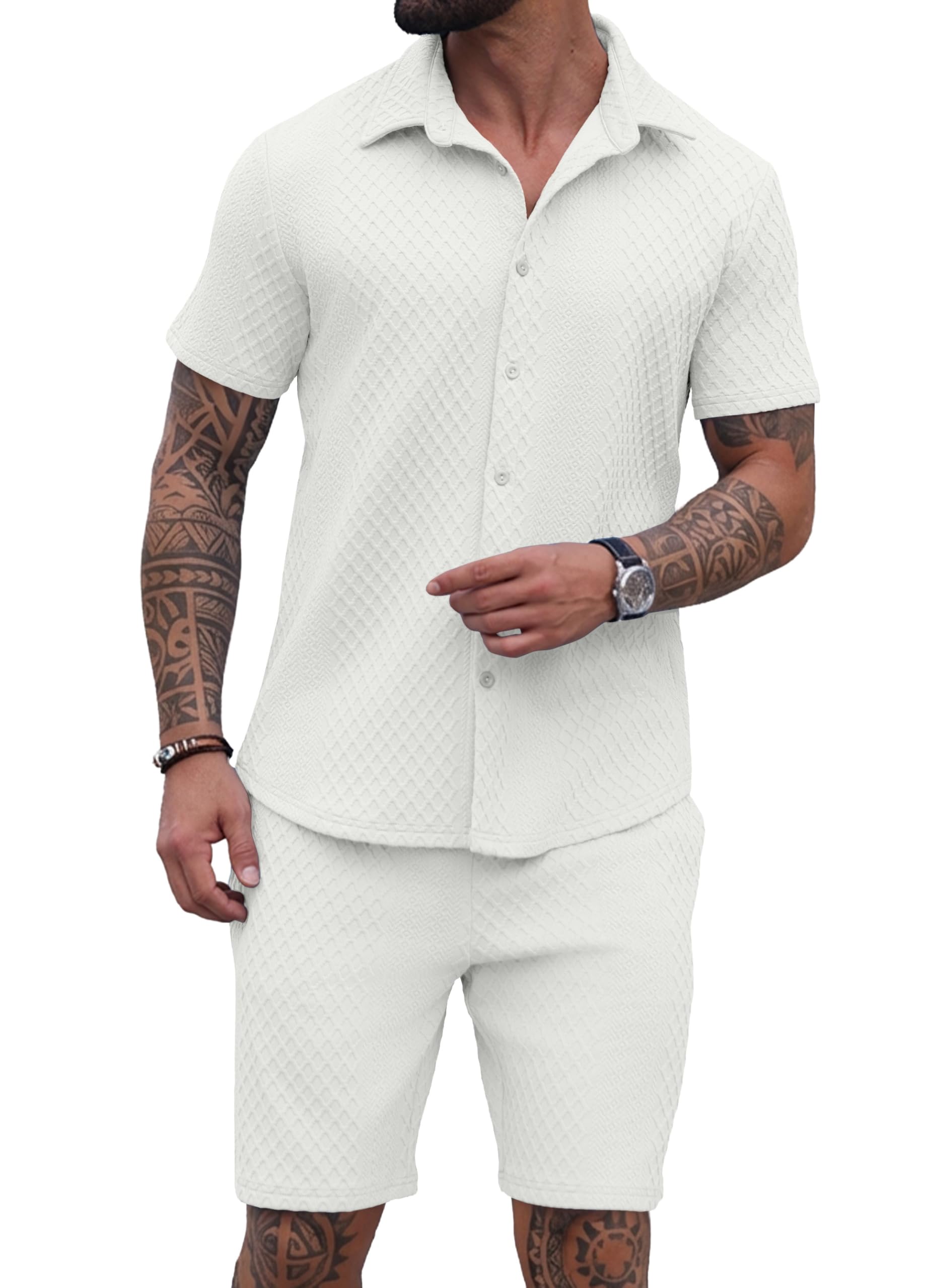 42% Off PrinStory Men's 2-Piece Beach Outfit Set - Image 1
