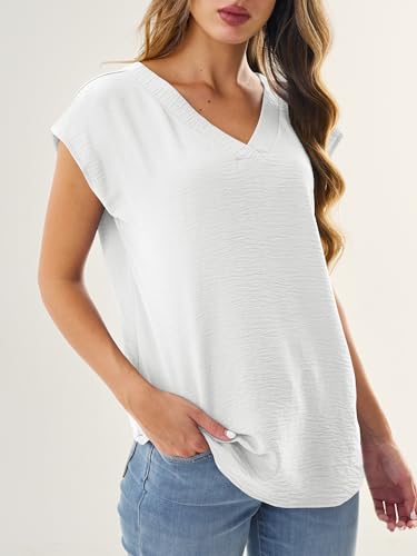 52% Off GKBK Women Cap Sleeve V Neck Blouses Business Casual Top - Image 6