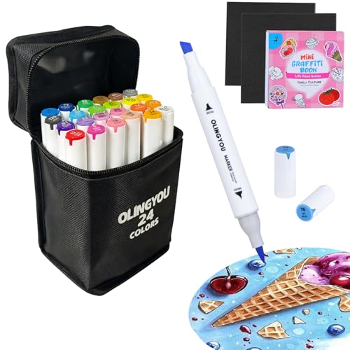 23% Off OLINGYOU 24-Color Dual Tip Marker Set - Image 2
