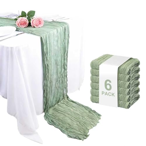 50% Off 6-Pack Sage Green Cheesecloth Table Runners - Image 2
