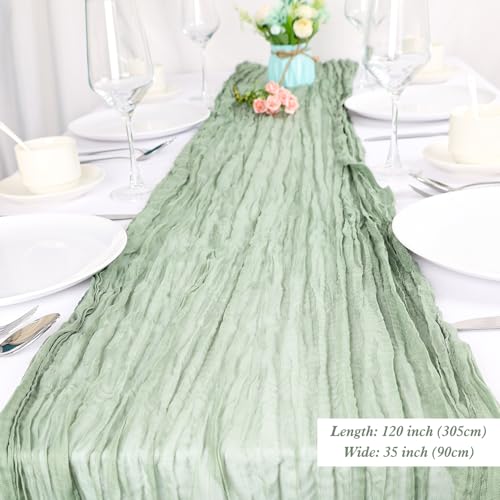 50% Off 6-Pack Sage Green Cheesecloth Table Runners - Image 3