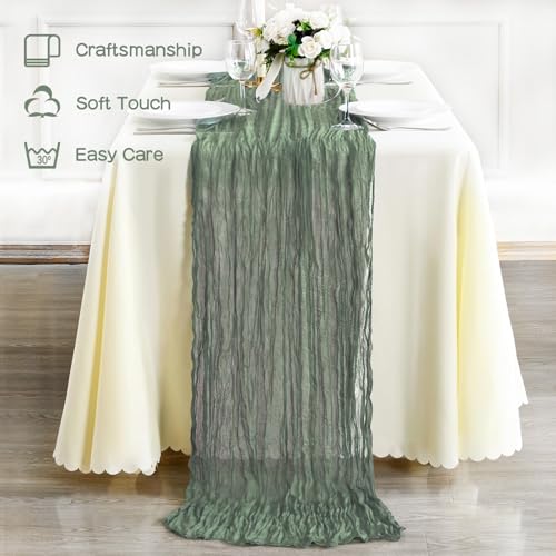 50% Off 6-Pack Sage Green Cheesecloth Table Runners - Image 4