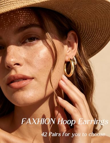 42 Pairs Gold Hoop Earrings Set for Women - Code: 88D4N5WL - Image 3