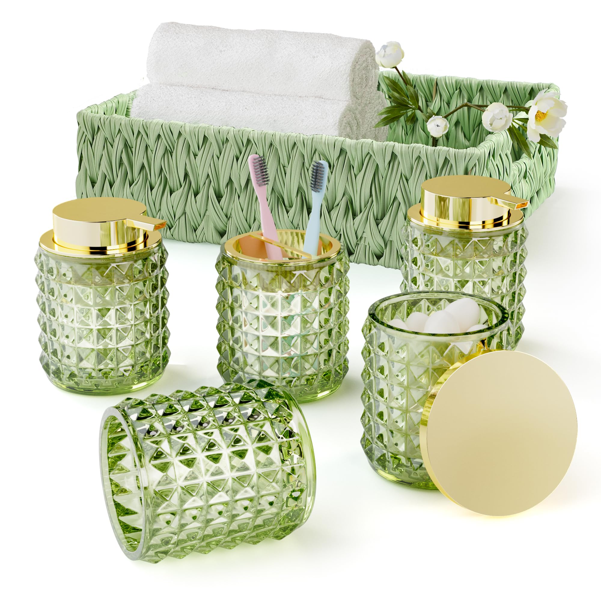 50% Off XLHOMO Bathroom Set with Glass Dispensers & Basket - Image 1