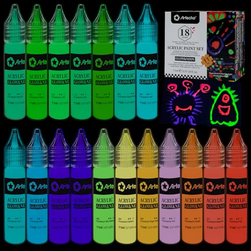 37% Off Artecho 18-Color Glow Paint Set for Crafts - Image 2