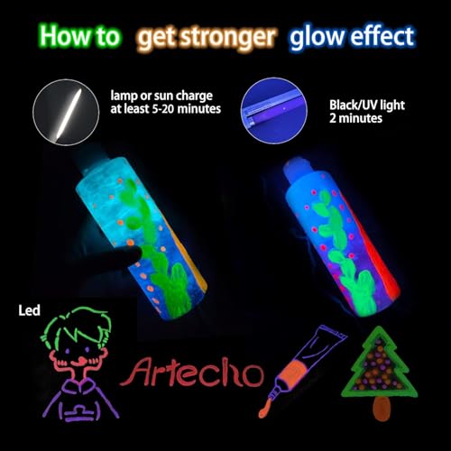 37% Off Artecho 18-Color Glow Paint Set for Crafts - Image 4