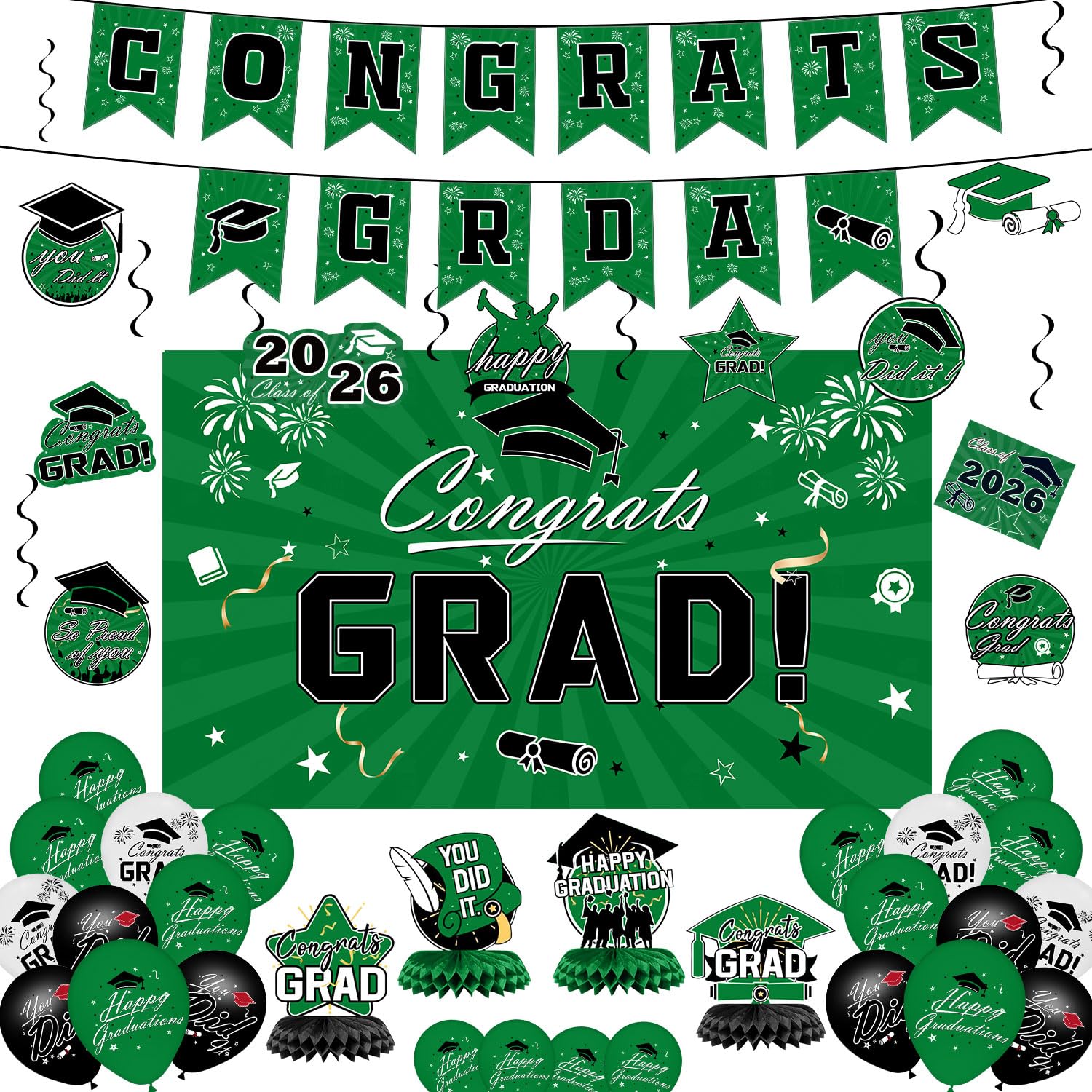 65% Off Green Graduation Decorations Set for 2026