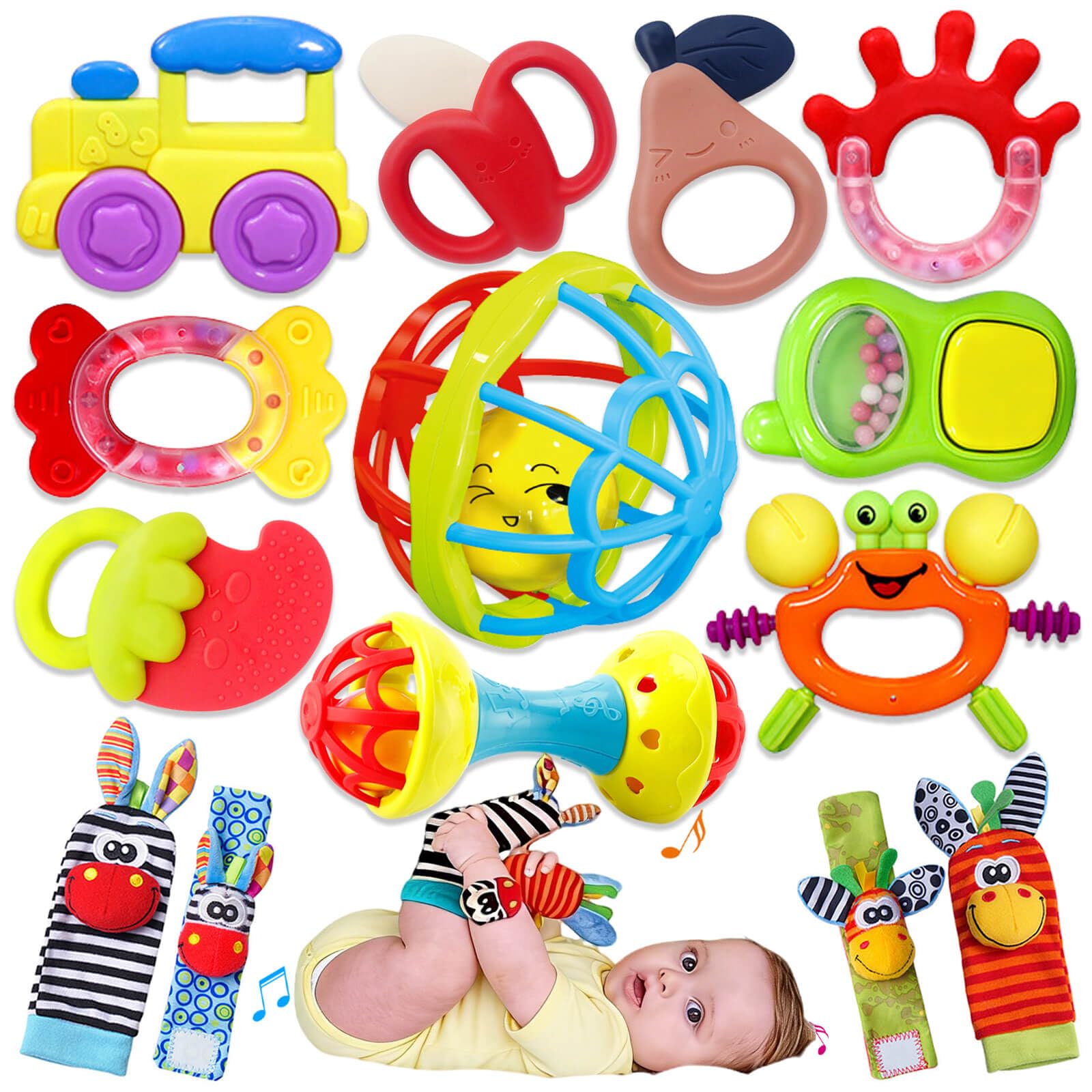 50% Off Baby Rattles Teething Toy Set for 0-6 Months