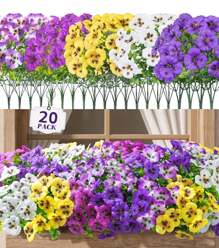 50% Off Ivydale 20PCS Artificial Pansy Flowers for Outdoor - Image 3