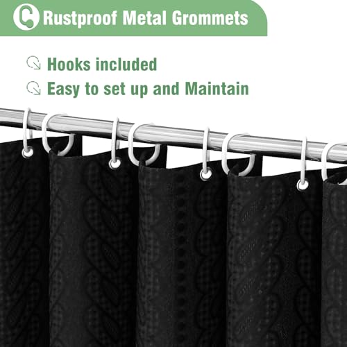 50% Off Heavy Duty Fabric Shower Curtain Set with Hooks - Image 4