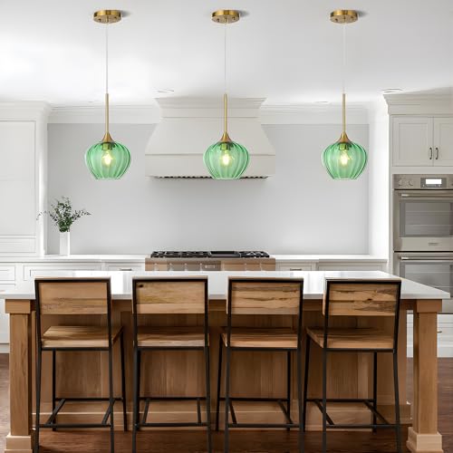 Save 50% on Green Glass Pendant Light - 7 Inch Modern Gold - Image 5