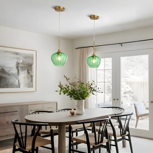 Save 50% on Green Glass Pendant Light - 7 Inch Modern Gold - Image 6