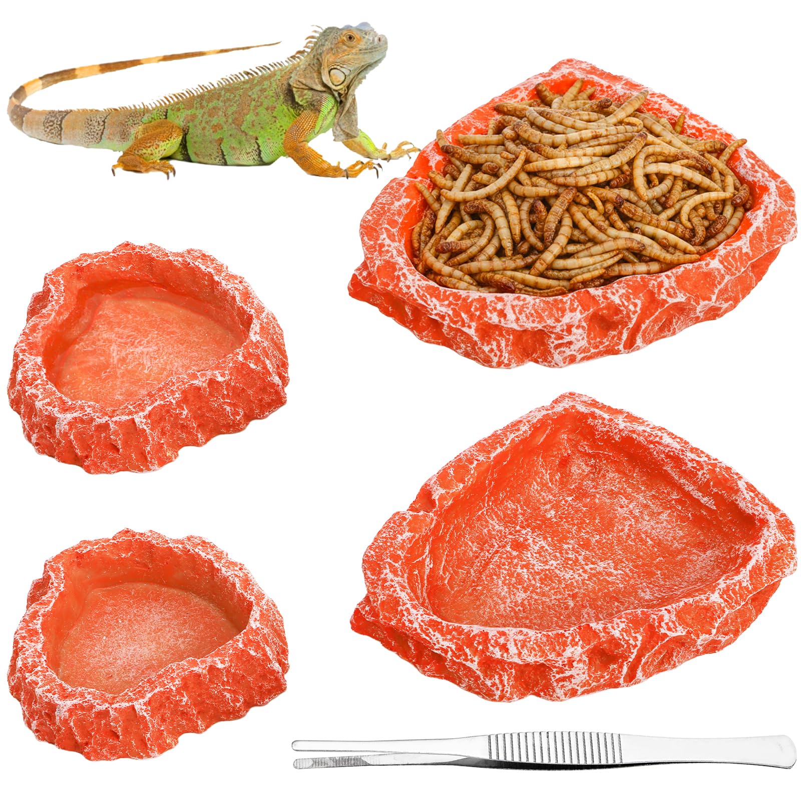 50% Off! Frcctre 4-Pack Reptile Food Dish & Tongs Set