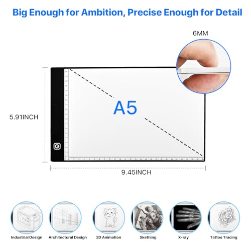 A5 LED Light Box for Tracing and Drawing - Ultra-Thin Adjustable Light Table/Board, USB-Powered Tracing Light Pad for Artists, Tattoo Transferring, Sketching, Animation, Stenciling, and Crafting. - Image 7
