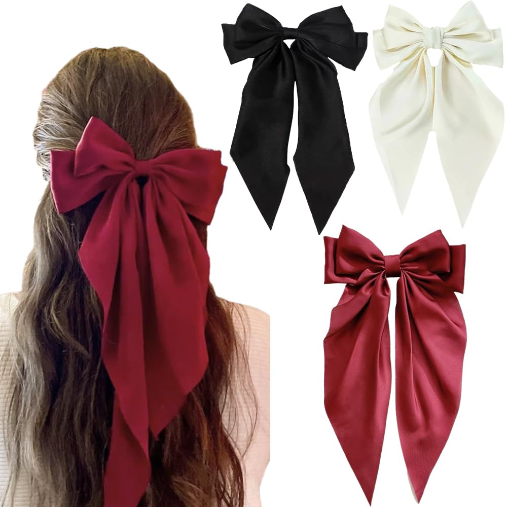 Hair Bows for Women - 3 Pcs Large Clips with Tassels