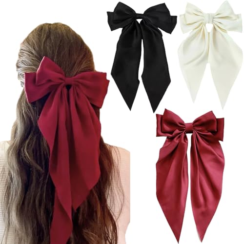 Hair Bows for Women - 3 Pcs Large Clips with Tassels - Image 2