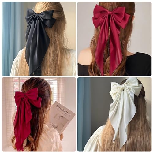 Hair Bows for Women - 3 Pcs Large Clips with Tassels - Image 3