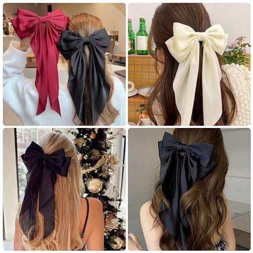 Hair Bows for Women - 3 Pcs Large Clips with Tassels - Image 4