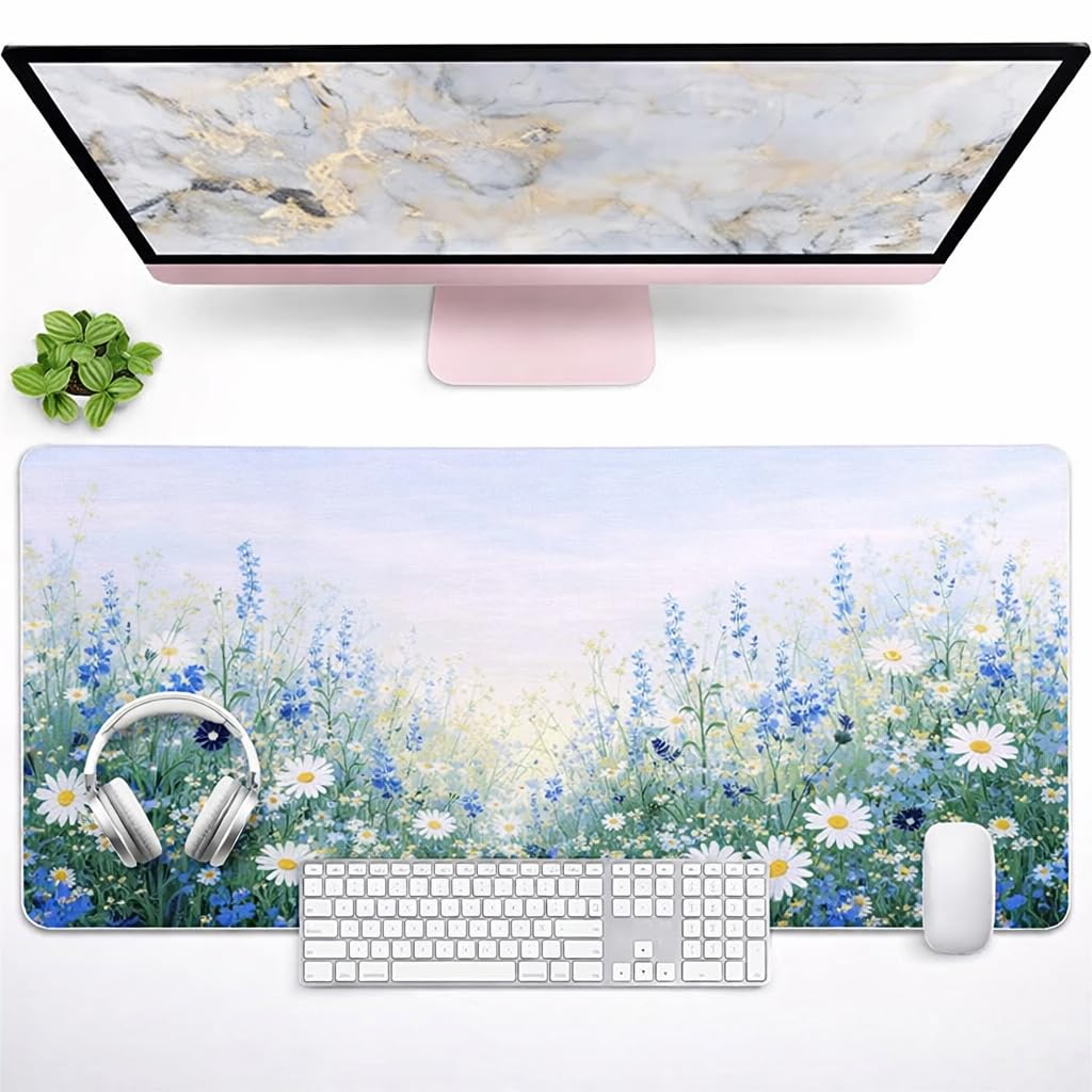 Save $4 with Code! J285VBLO – Blue Flower Desk Mat - Image 1