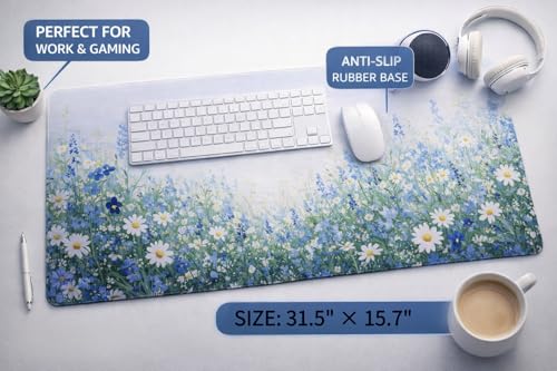 Save $4 with Code! J285VBLO – Blue Flower Desk Mat - Image 4