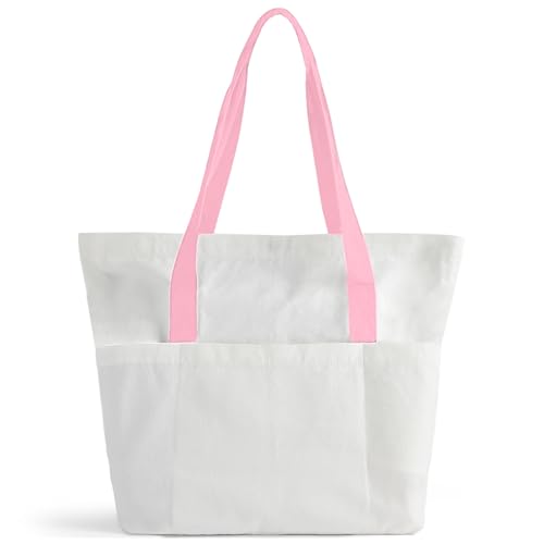 49% Off Large Canvas Tote Bag with Pockets - Use Code - Image 2