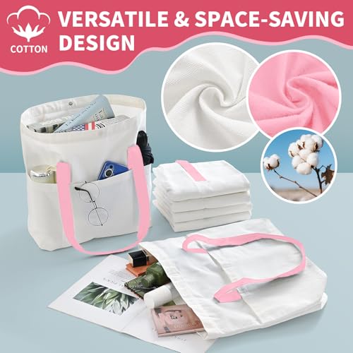 49% Off Large Canvas Tote Bag with Pockets - Use Code - Image 4