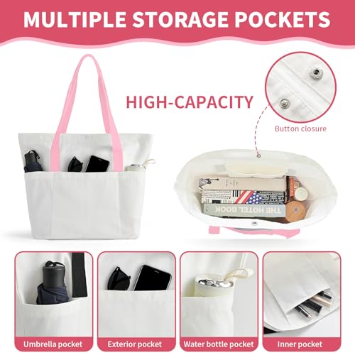 49% Off Large Canvas Tote Bag with Pockets - Use Code - Image 7