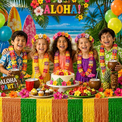 Save on 2-Pack Hawaiian Table Skirts for Luau Party - Image 4