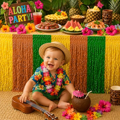Save on 2-Pack Hawaiian Table Skirts for Luau Party - Image 6
