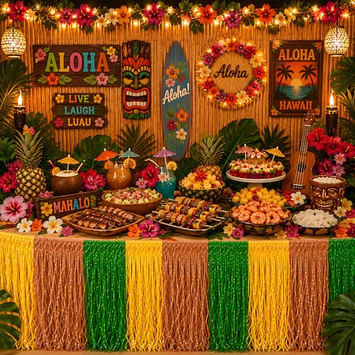 Save on 2-Pack Hawaiian Table Skirts for Luau Party - Image 7