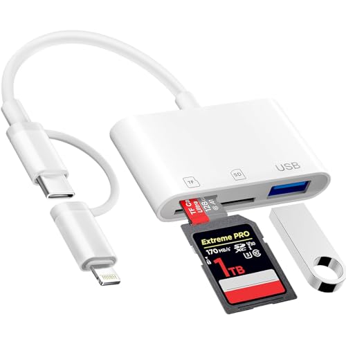 SD Card Reader for iPhone, iPad, Mac with Dual USB C & Lightning - Image 2