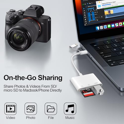 SD Card Reader for iPhone, iPad, Mac with Dual USB C & Lightning - Image 5