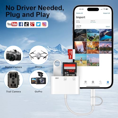 SD Card Reader for iPhone, iPad, Mac with Dual USB C & Lightning - Image 6