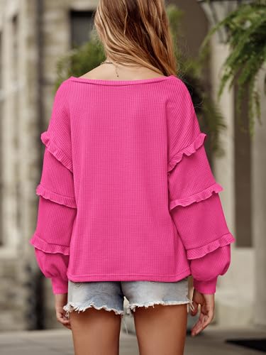 Save 36% on BTFBM Women's V Neck Waffle Knit Blouse - Image 7