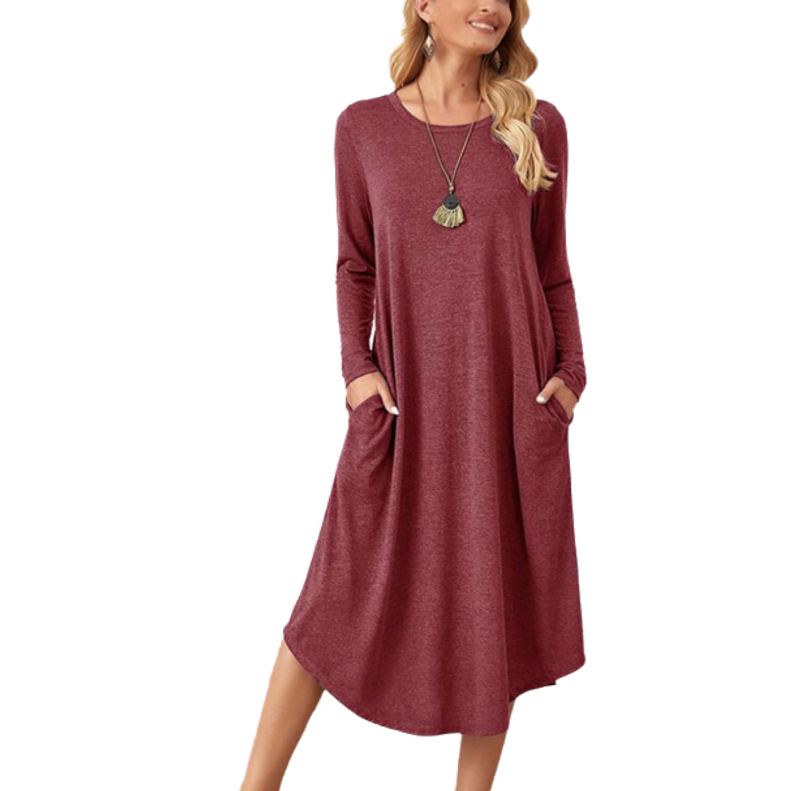 Eternatastic Long Sleeve Lounge Dress with Pocket – $14.88