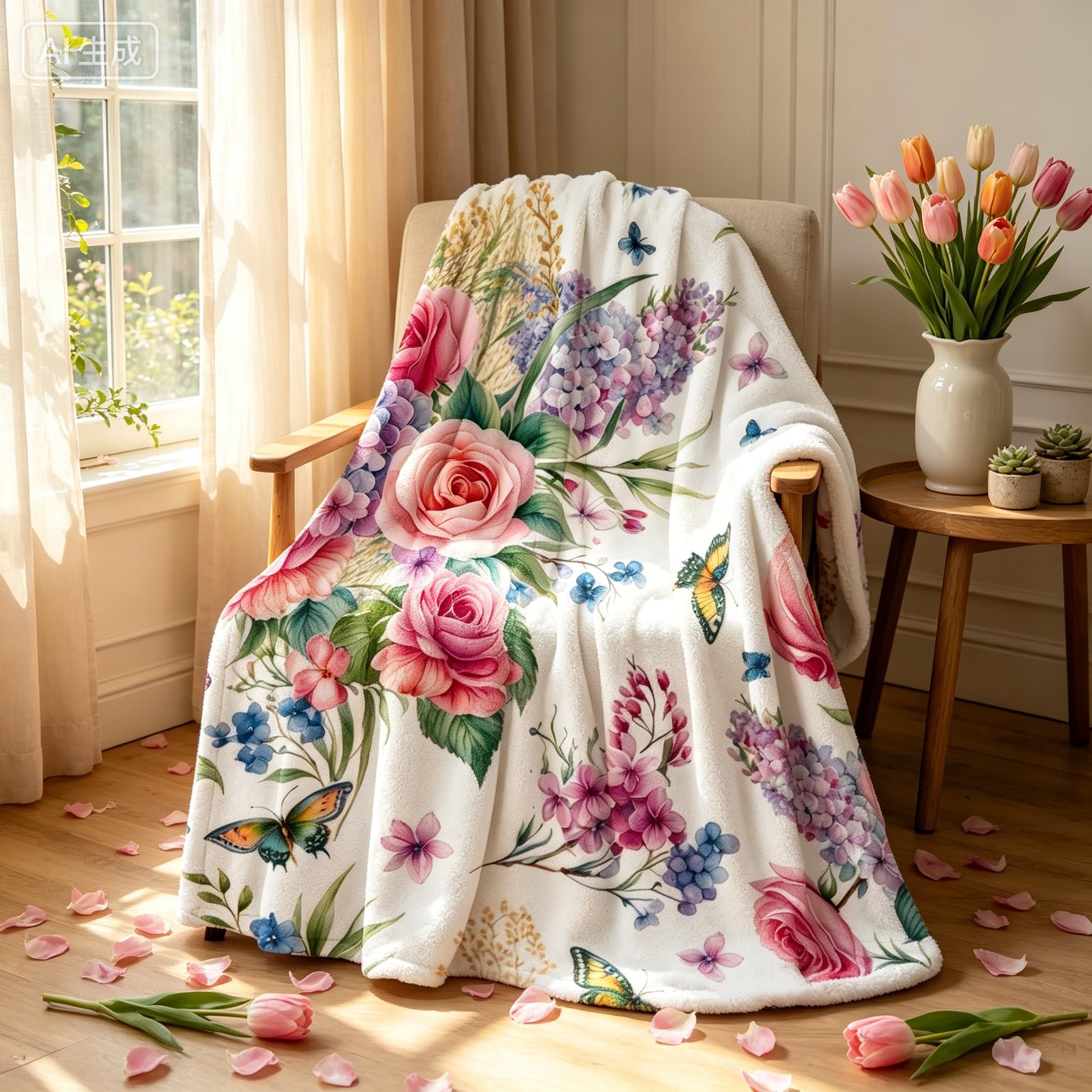 Save 47% on Yuboo Floral Throw Blanket – Soft Fleece - Image 1