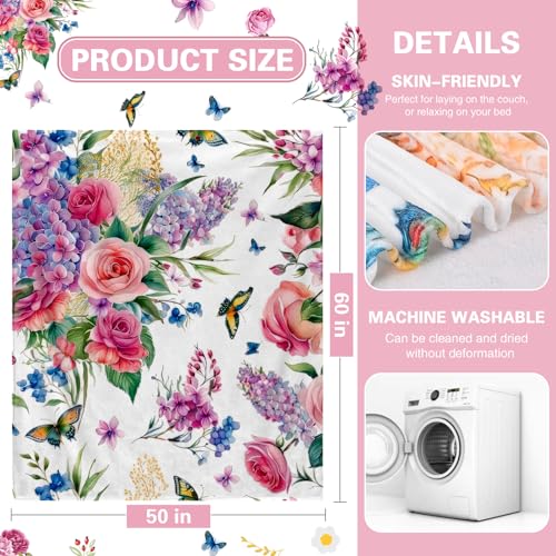Save 47% on Yuboo Floral Throw Blanket – Soft Fleece - Image 3
