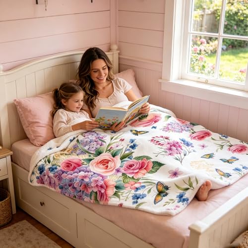 Save 47% on Yuboo Floral Throw Blanket – Soft Fleece - Image 4