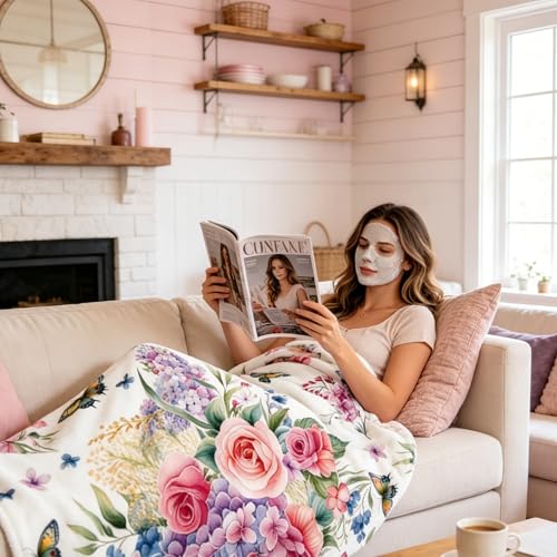 Save 47% on Yuboo Floral Throw Blanket – Soft Fleece - Image 5
