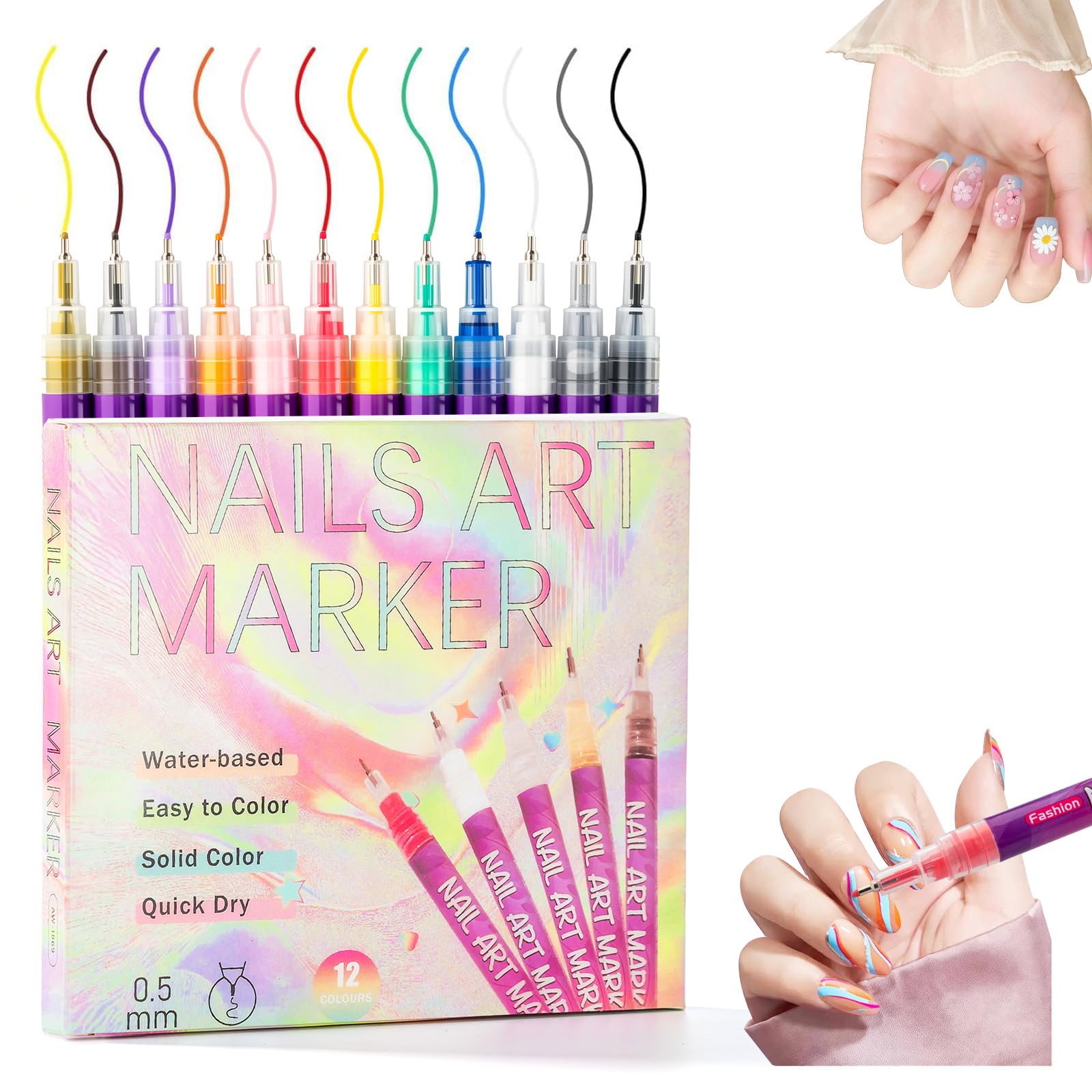 12-Color Nail Art Marker Pens Set at 50% Off with Code