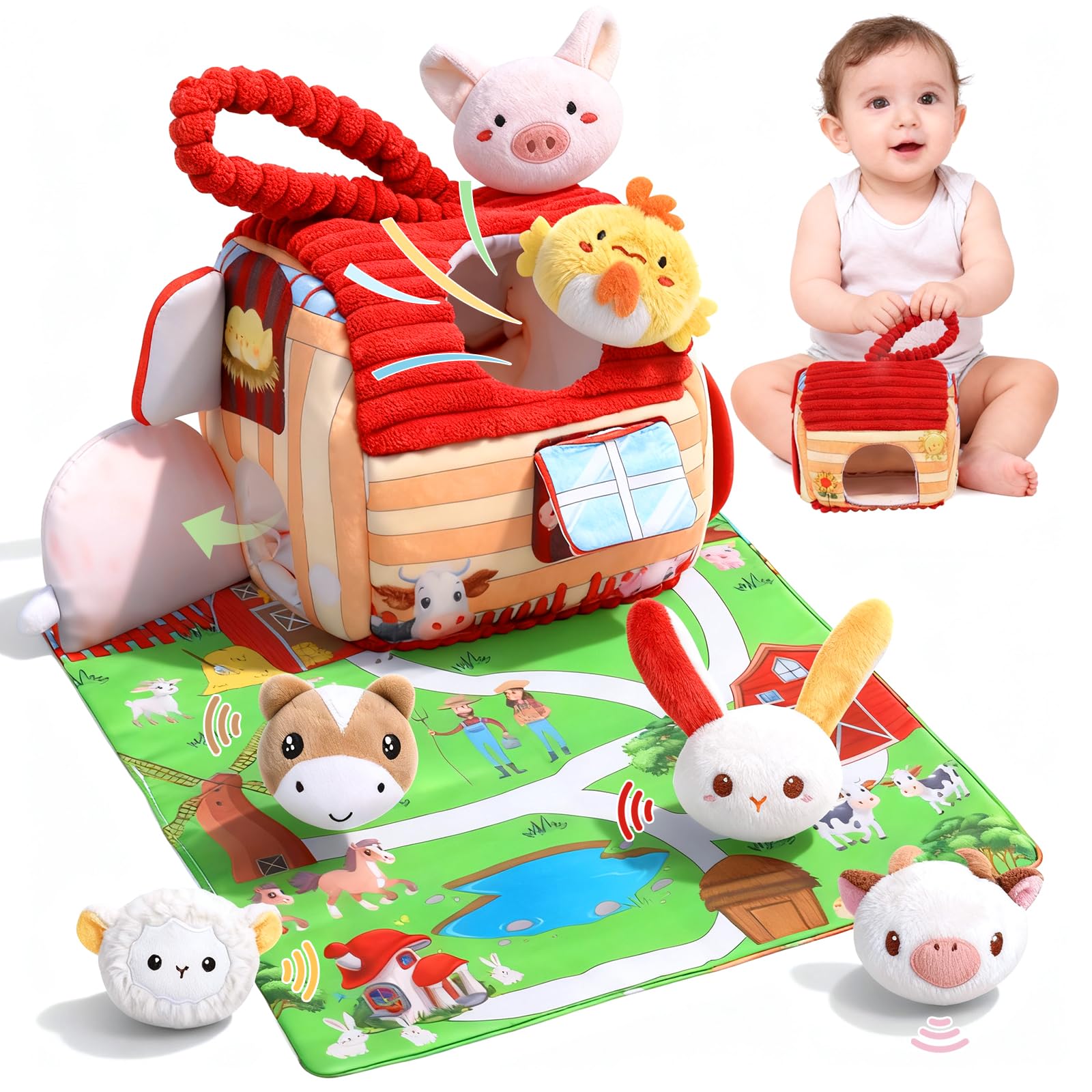 50% Off Baby Farm Animals Toy Set with Sound & Mirror
